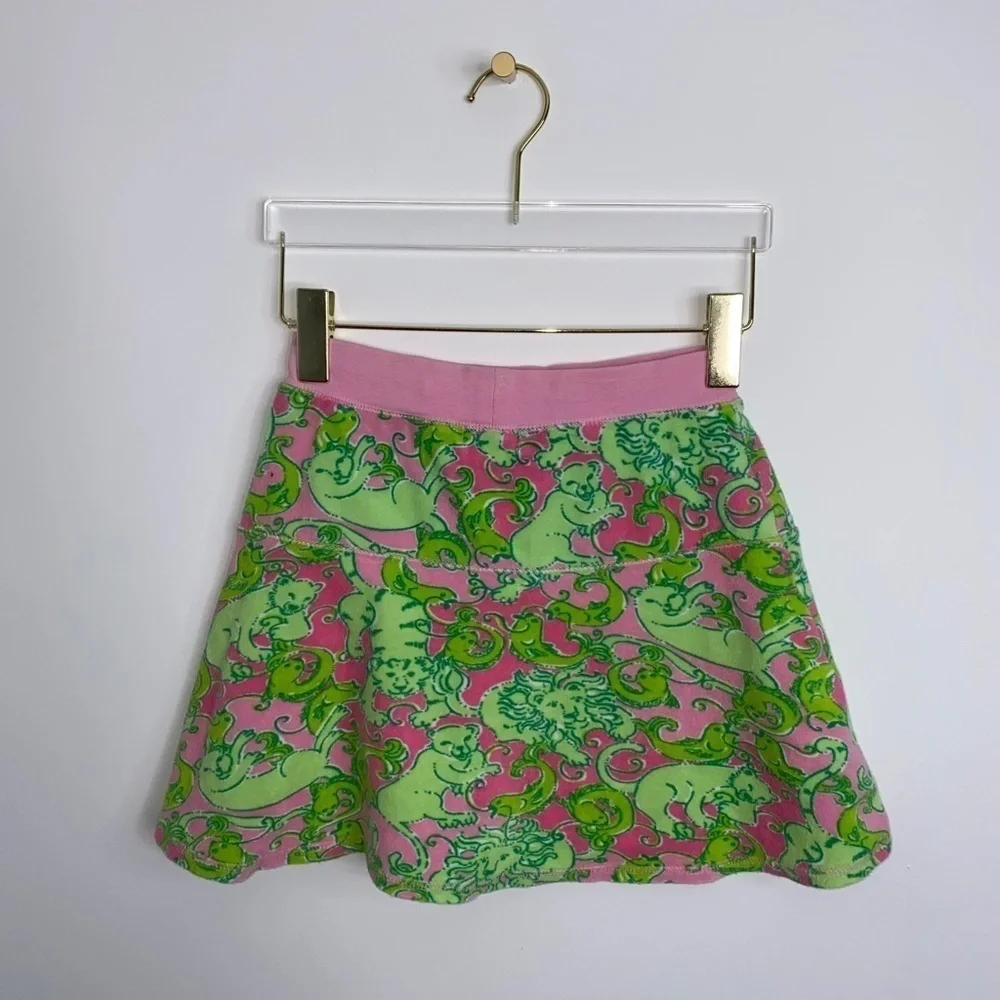 Lilly Pulitzer Terry Cloth Skirt Girls Size 12 Lion fish print Colorful Vacation